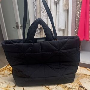 Elegant Black Quilted Tote Bag